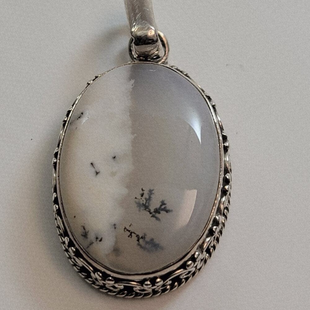 Necklace Pendants with Dendritic Agate Oval Handmade Jewelry in Sterling Silver
